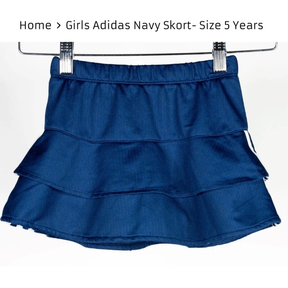 Girls Adidas Navy Skort - Picture 2 of 2